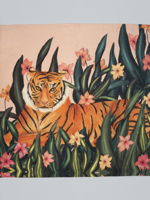 Tiger In The Grass Silk Square