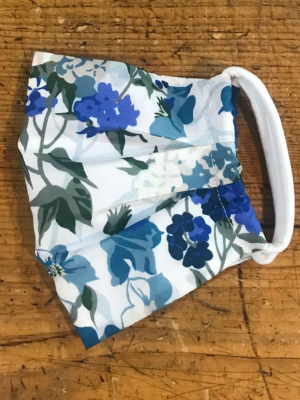 Adult Cotton Mask In Hydrangea Bouquet Blue Liberty London Print