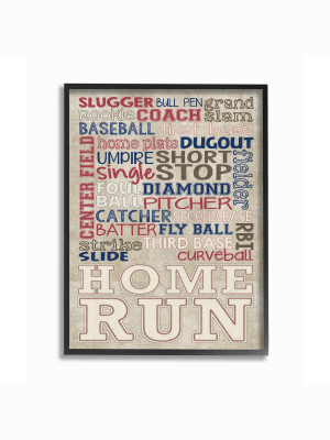 Red White And Blue Baseball Typog Framed Giclee Texturized Art (11"x14"x1.5") - Stupell Industries