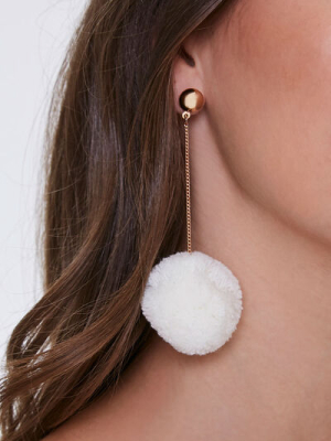 Pom Pom Drop-chain Earrings