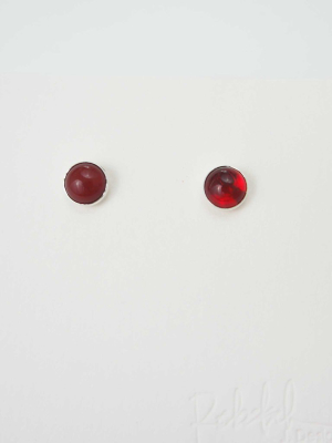 Stone Post Earrings, Red Coral