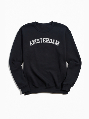 Amsterdam Collegiate Text Crew Neck Sweatshirt