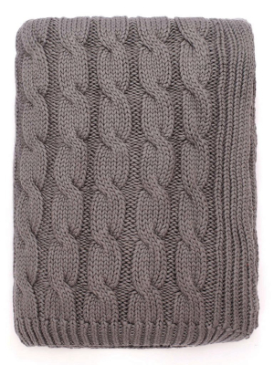The Grey Large Cable Knit Throw