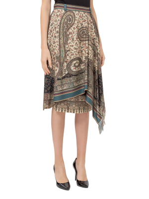 Etro Paisley Print Asymmetric Skirt