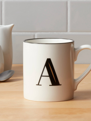 16oz Stoneware Monogram A Mug White - Threshold™