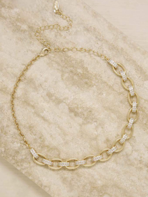 Empowered Crystal & 18k Gold Plated Chain Link Necklace