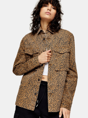 Topman Stone Leopard Print Shirt