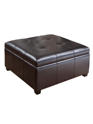 Canyons Bonded Leather Storage Ottoman Dark Brown - Christopher Knight Home