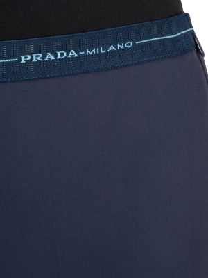 Prada Logo Band Straight Leg Trousers