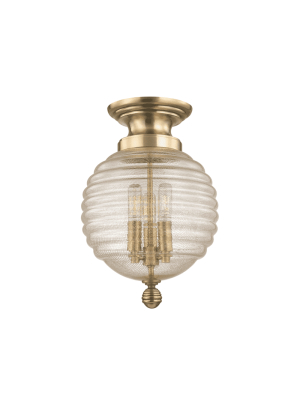 Coolidge 3 Light Flush Mount Aged Brass