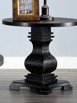 Brielle Pedestal Round End Table Black - Iohomes