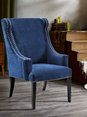 Marcel High Back Wing Chair - Blue