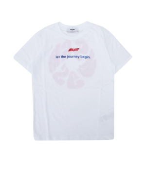 Msgm Kids Logo Print Crewneck T-shirt