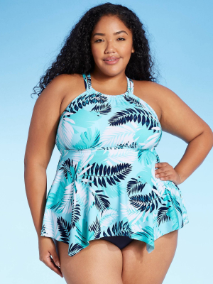 Women's Plus Size Double Strap Crossback Tankini Top - Kona Sol™ Multi