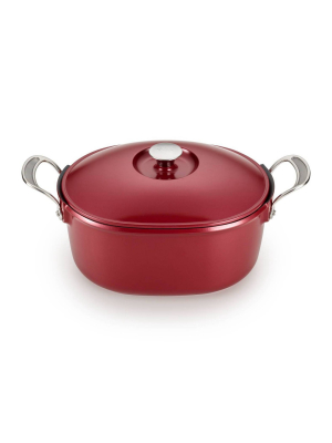 T-fal Oval Covered 6.3qt Cast Aluminum Pot Red