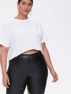 Plus Size Faux Leather Biker Shorts