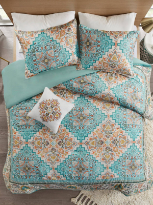 Kalani Seersucker Boho Printed Duvet Cover Set