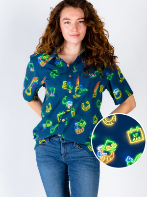 The Feeling Luckys | Womens Navy St. Patrick's Day Hawaiian Shirt