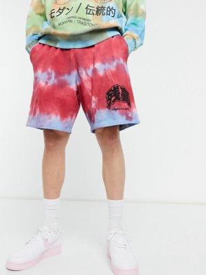 Asos Design Co-ord Shorts In Tie Dye And Graphic Print