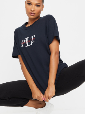 Prettylittlething Black Oversized Slogan T Shirt