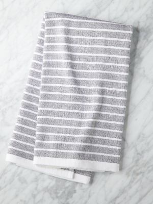 Black Pinstripe Terry Dishtowel