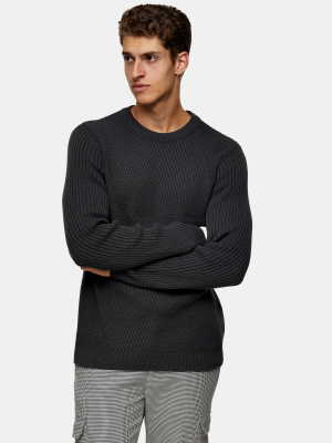 Charcoal Gray Crew Knitted Sweater