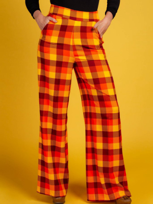 That 70s Suit | Womens Orange Plaid Thanksgiving Pants
