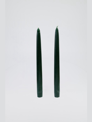 Pair Of Tapered Dinner Candles, Emerald