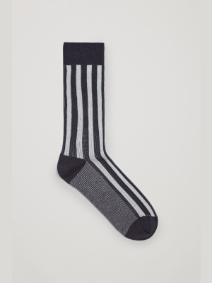 Tall Striped Cotton Socks