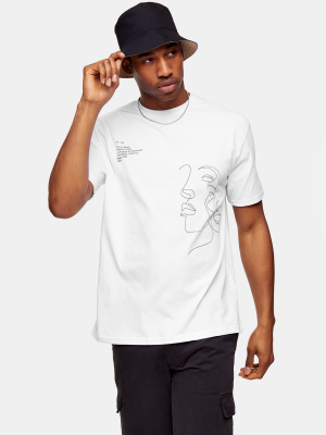 Face Sketch T-shirt In White