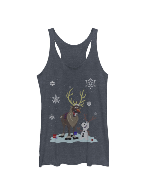 Women's Frozen Christmas Sweater Friends Racerback Tank Top