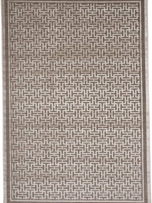 Feizy Saphir Zam Ornamental Lattice Area Rug - Available In 3 Sizes - Taupe Gray & Light Gray