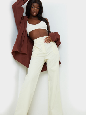 Cream Peach Skin Straight Leg Pants