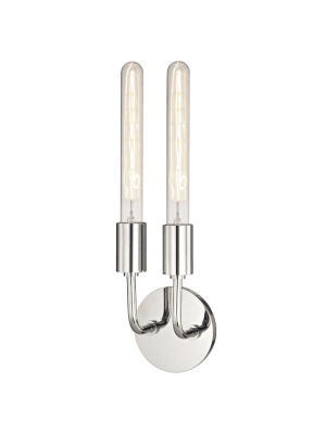 Ava 2 Light Wall Sconce - Polished Nickel