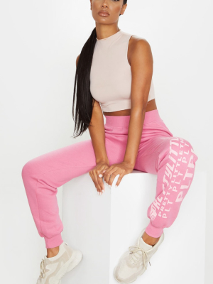 Prettylittlething Pink Multi Logo Track Pants