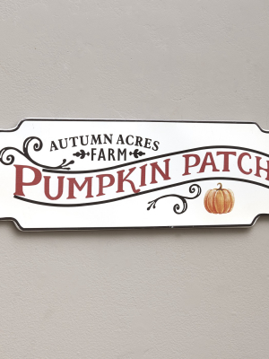 Lakeside Metal Wall Hanging Harvest Pumpkin Patch Sign - Vintage Autumn Home Accent