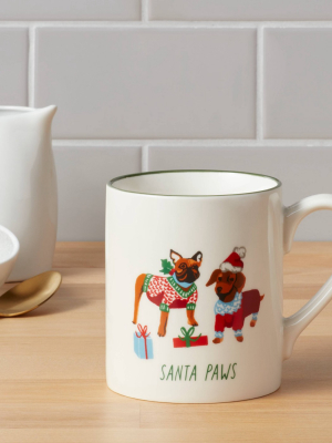 16oz Stoneware Santa Paws Christmas Mug White - Threshold™