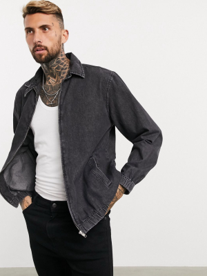 Asos Design Oversized Harrington Jacket In Black