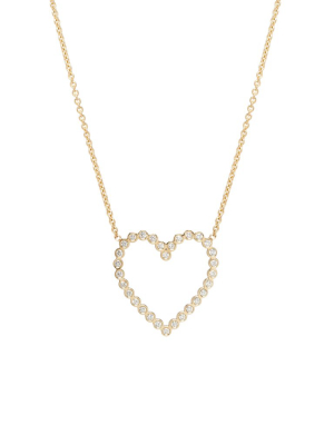 14k Bezel Diamond Heart Necklace