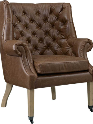 Camron Upholstered Vinyl Lounge Chair Brown