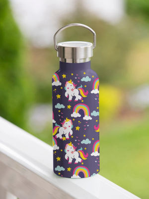 Cypress Home Children Double Wall Stainless Steel Bottle, 11 Oz, Unicorns And Rainbows