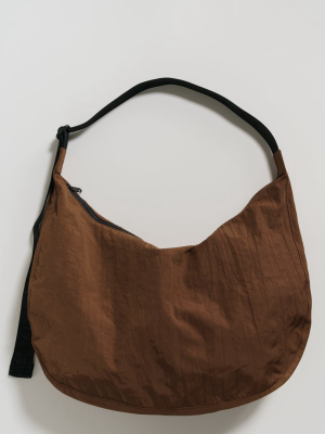 Large Nylon Crescent Bag - Brown