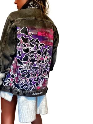 'lilac Leopard' Denim Jacket