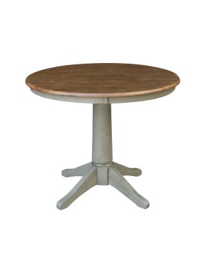 Waylan Round Pedestal Table Hickory Brown/stone Gray - International Concepts