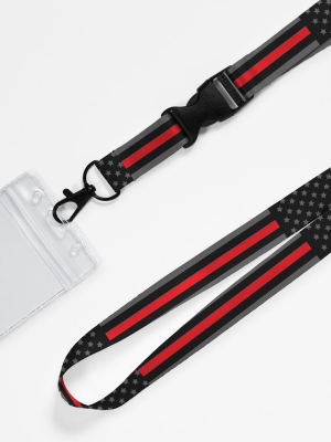 Tactical Thin Red Line Usa Flag Lanyard