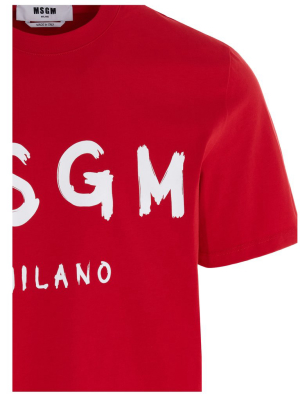 Msgm Logo Printed Crewneck T-shirt