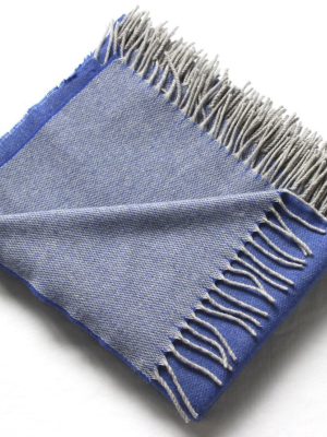 Harlow Henry Cashmere Collection Throw Royal Blue With Grey Reverse