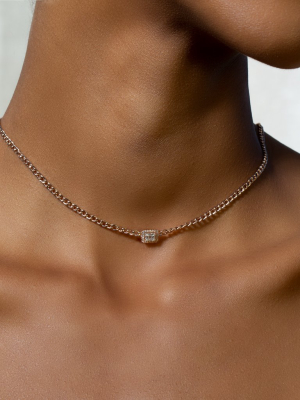 14kt Rose Gold Baguette Diamond Haiden Chain Link Necklace