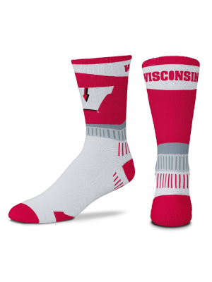 Ncaa Wisconsin Badgers Men's Sport Fan Crew Socks - 10-13