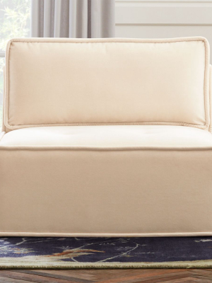 Quattro Snow Velvet Tufted Armless Chair